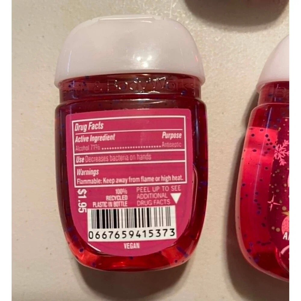 Bath & Body Works 1oz Strawberry & Snowflakes Anti-Bacterial Hand Gel X5 New